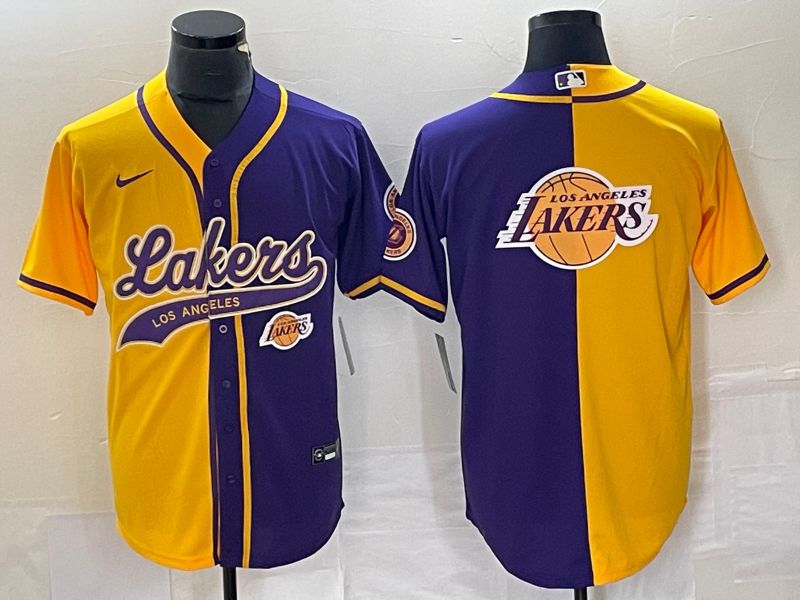 Men Los Angeles Lakers Blank yellow purple 2023 Nike Co Branding Game NBA Jersey style 1